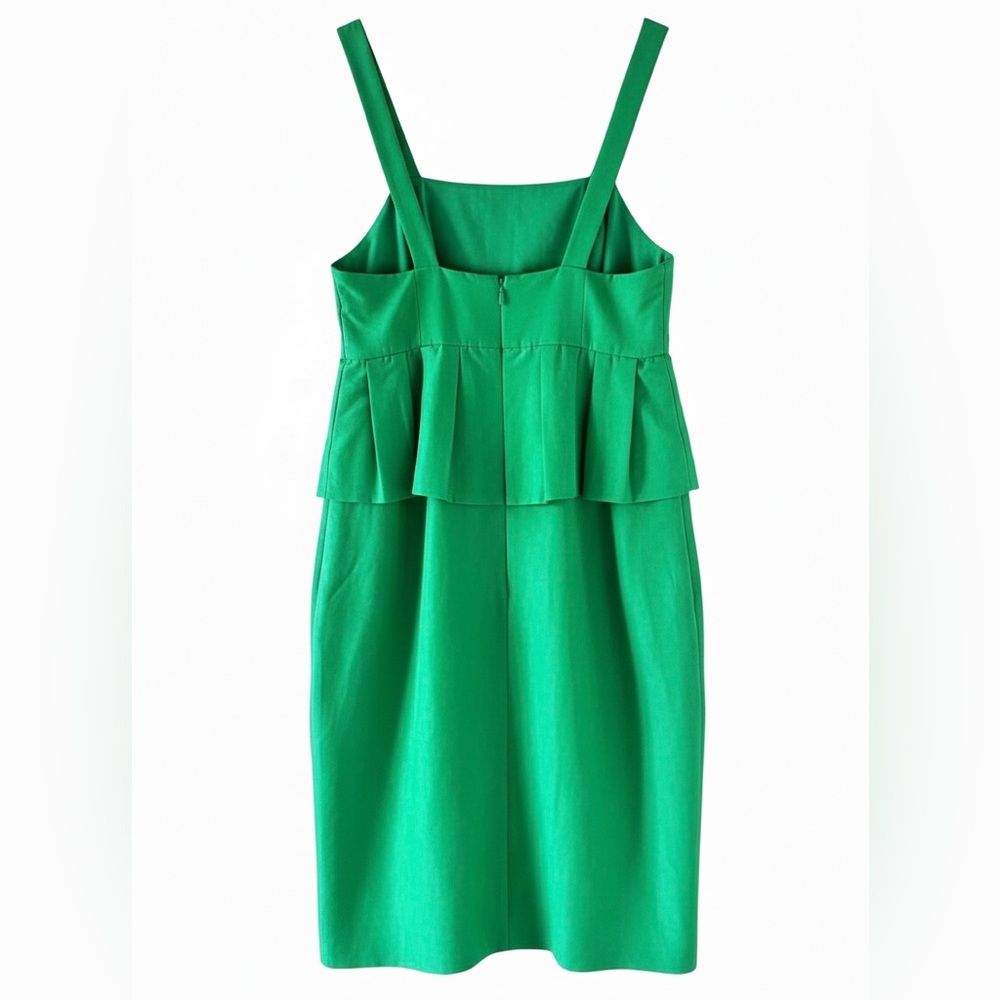 J.Crew Classic Silk Faille Cotton Peplum Mini Dress Kelly Green Size 0 NWT - Picture 2 of 9